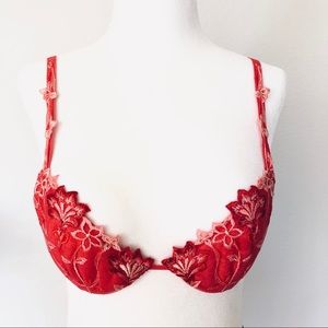 Red/Pink Malizia by La Perla Lace Bra Set - 32